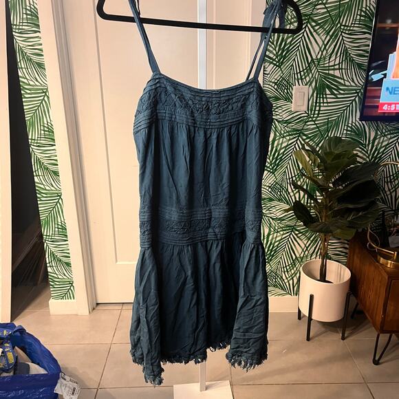 Anthropologie Floreat Senna Dress Turquoise Tie Sleeve Boho Sundress Size Small - Picture 2 of 11